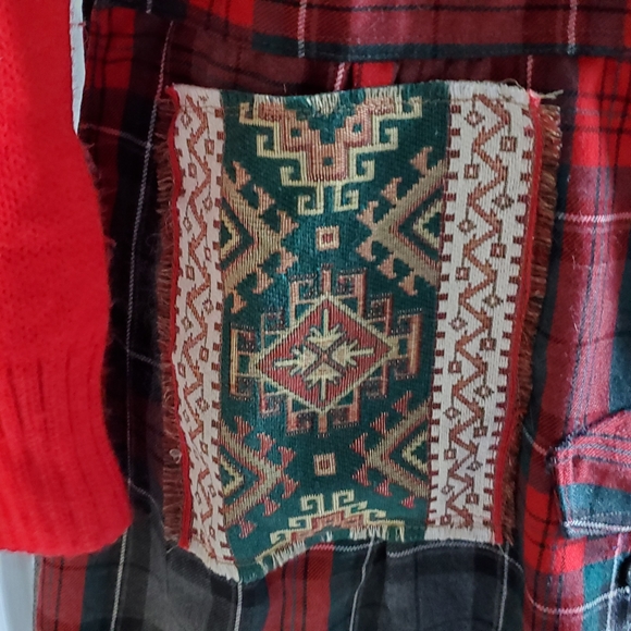 Handmade upcycled lagenlook sweater tartan plaid dress OOAK Small-Large - Picture 8 of 12